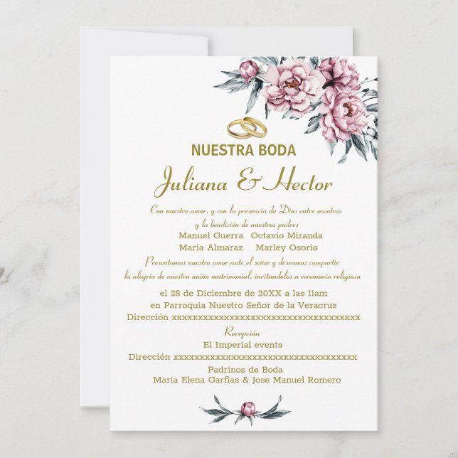 INVITACIÓN BODA DE NUESTRA ROPA DE LATA FLORAL (Anverso)