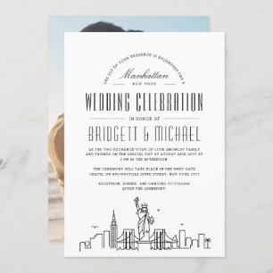 Invitación Boda de Nueva York Modern Deco City Skyline