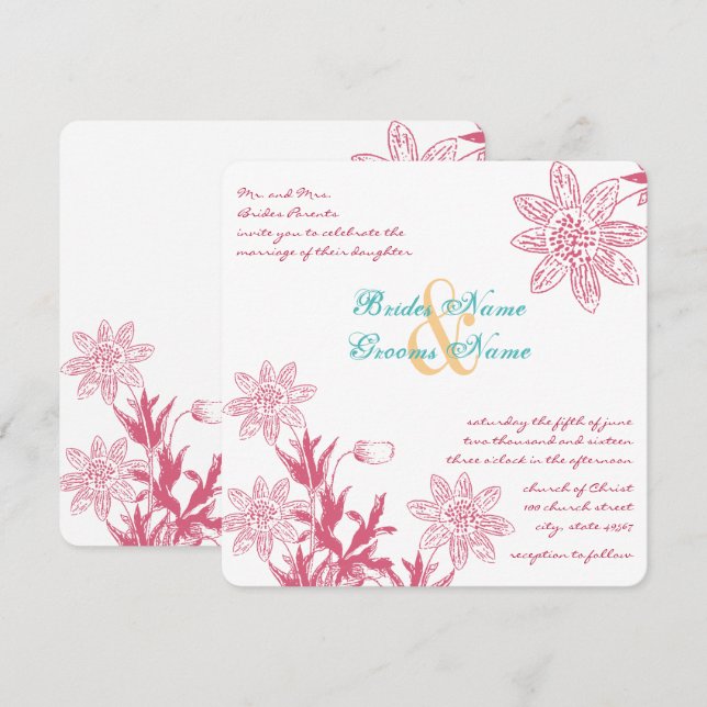 Invitación Boda de nuez de luna de miel invitan a la floral (Anverso / Reverso)
