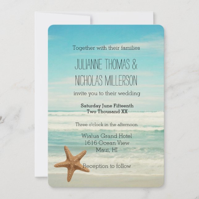 Invitación Boda de Ocean Beach (Anverso)