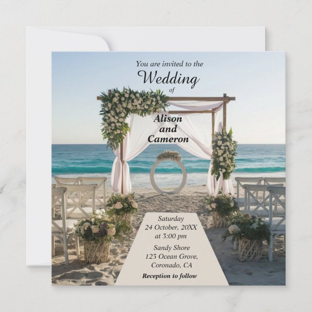 Invitación Boda de Ocean Beach Coast (Anverso)