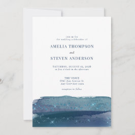 Invitación Boda de Océano Acuarela | Boda Azul Marino