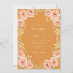 Invitación Boda de Ocra Melocotón Peonía