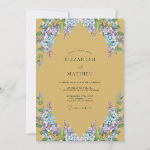 Invitación Boda de Ocra, Periwinkle y Wisteria