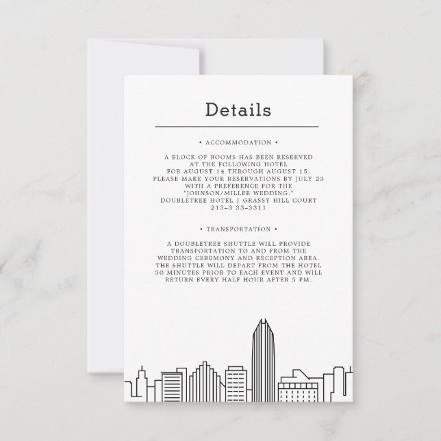 Invitación Boda de Oklahoma City | Detalles del invitado (Anverso)
