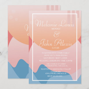 Invitación Boda de Ola del Océano del Sueño del Atardecer Org