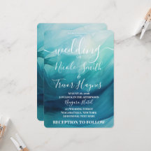 Boda de olas de acuarela azul turquesa personaliza