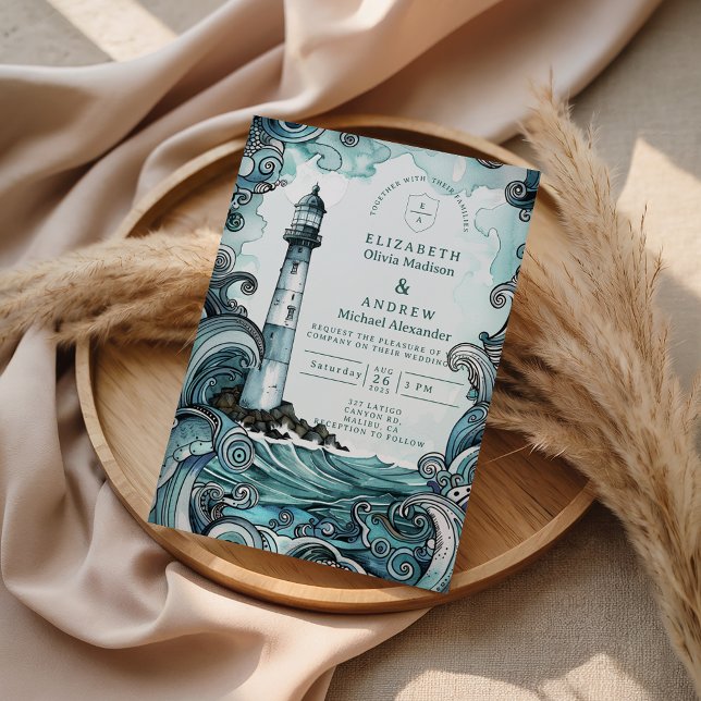Invitación Boda de Olas de Faro Costero (Subido por el creador)