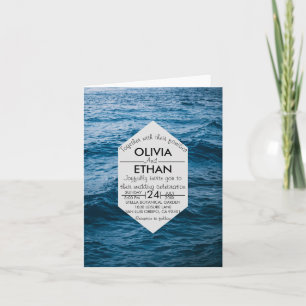 Invitación Boda de olas de mar azul marino elegante