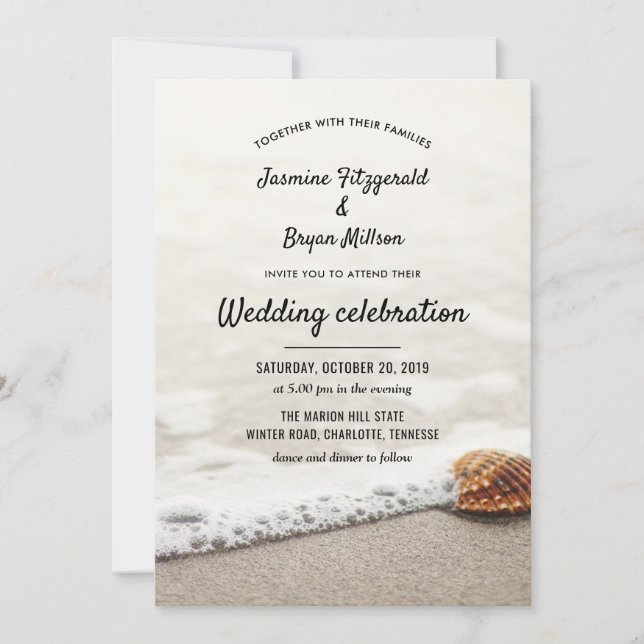 Invitación Boda de olas de playa (Anverso)