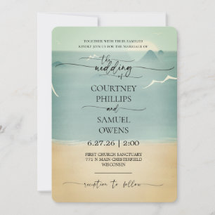 Invitación Boda de olas del océano elegante