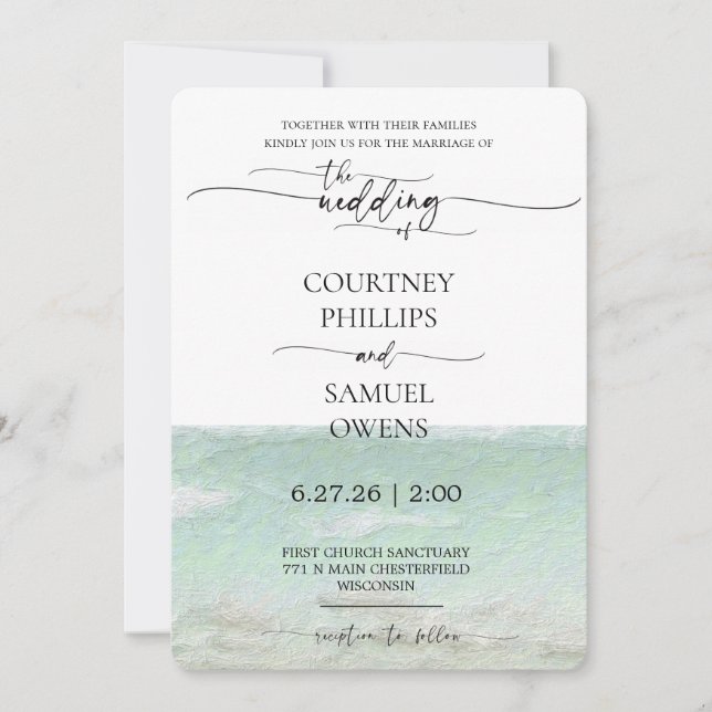 Invitación Boda de olas del océano elegante (Anverso)