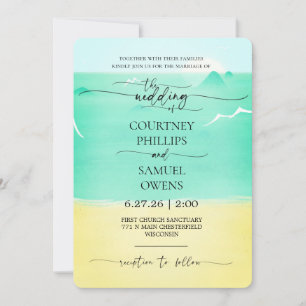 Invitación Boda de olas del océano elegante