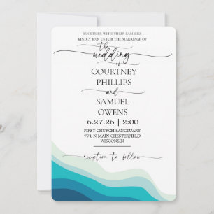 Invitación Boda de olas del océano elegante
