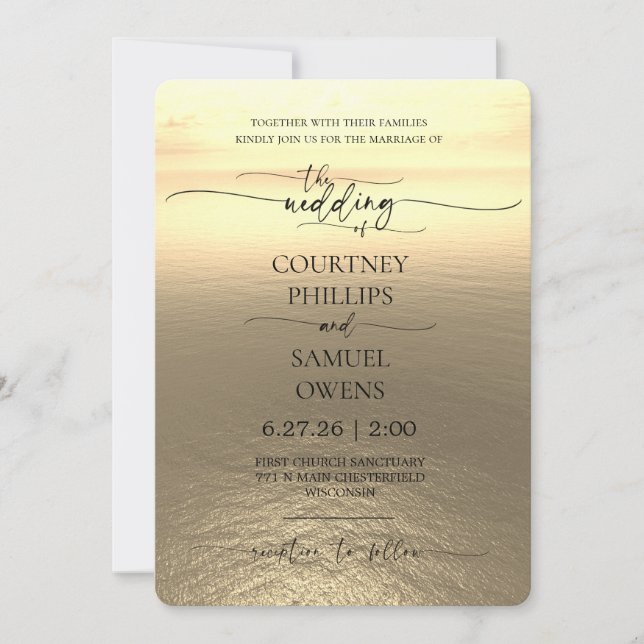 Invitación Boda de olas del océano elegante (Anverso)