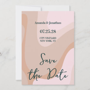 Invitación Boda de oleada de retro rosa salva la fecha