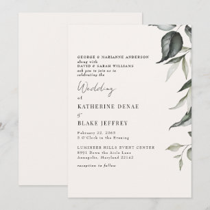 Invitación Boda de olimones botánicos de champán ligero II
