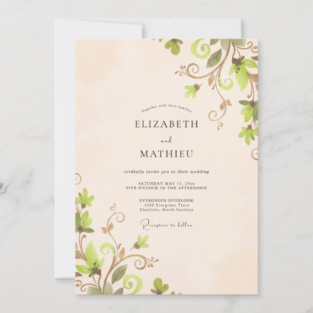 Invitación Boda de Oliva Crema (Anverso)