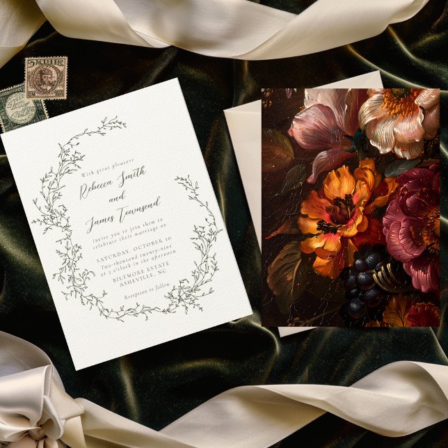 Invitación Boda de Olive de pintura Bella Artes de guirnaldas (Subido por el creador)