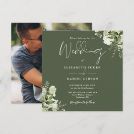 Invitación Boda de Olive Green Greeneration Floral Photo Squa