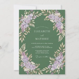 Invitación Boda de olivo lila ramita gris eucalipto