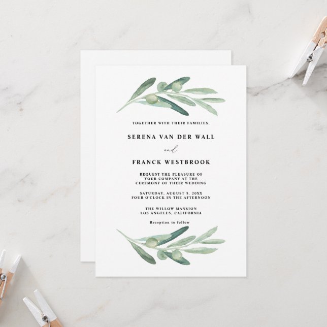 Invitación Boda de olivos rusos (Anverso/Reverso In Situ)
