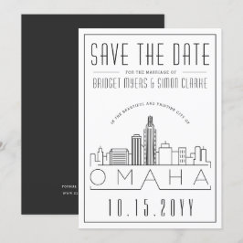 Invitación Boda de Omaha | Estilizado Skyline Guardar la fech