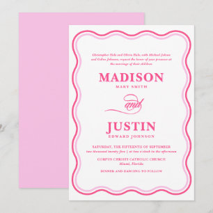Invitación Boda de onda retro rosa