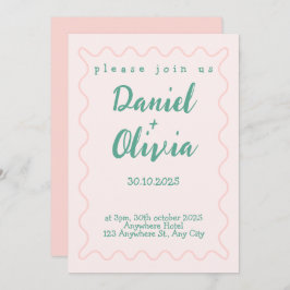 Invitación Boda de onda rosa y verde