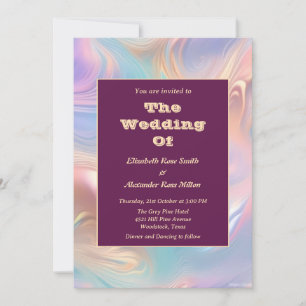Invitación Boda de ondas abstractas de color pastel retro gro