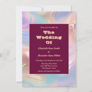 Invitación Boda de ondas abstractas de color pastel retro gro