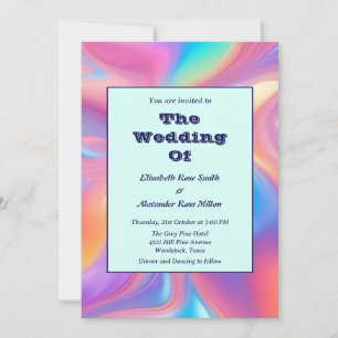 Invitación Boda de ondas abstractas retro groovic