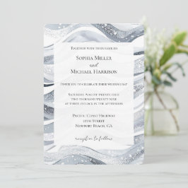 Invitación Boda de ondas de chispa plateadas de moda
