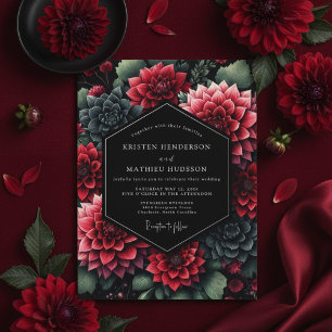 Invitación Boda de Opulenta Romántica con Dalia de Borgoña