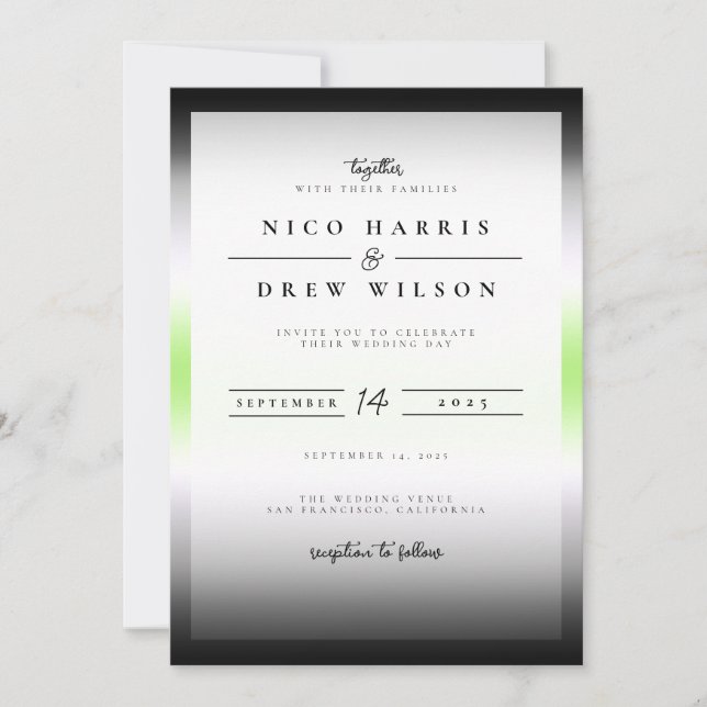 Invitación Boda de Orgullo Agender Elegante (Anverso)