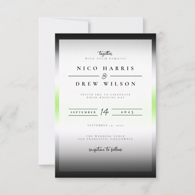 Invitación Boda de Orgullo Agender Elegante (Anverso)