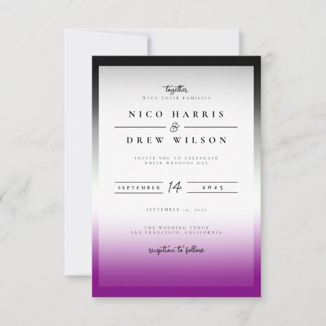 Invitación Boda de Orgullo Asexual Elegante (Anverso)