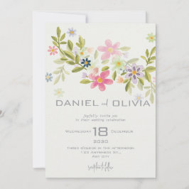Invitación Boda de ornamento de flores verdes