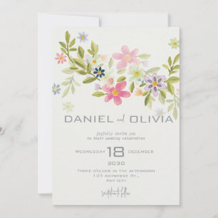 Invitación Boda de ornamento de flores verdes