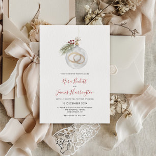 Invitación Boda de Ornamento de Navidad de Invierno