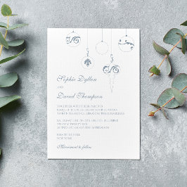 Invitación Boda de ornamentos baubles de Navidades azules de 