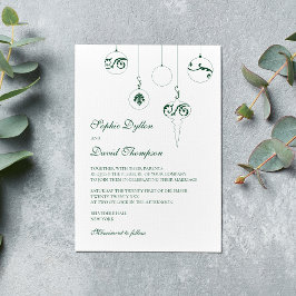Invitación Boda de ornamentos de bauble para Navidades verdes