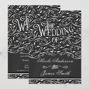 Invitación Boda de ornamentos de color blanco y negro