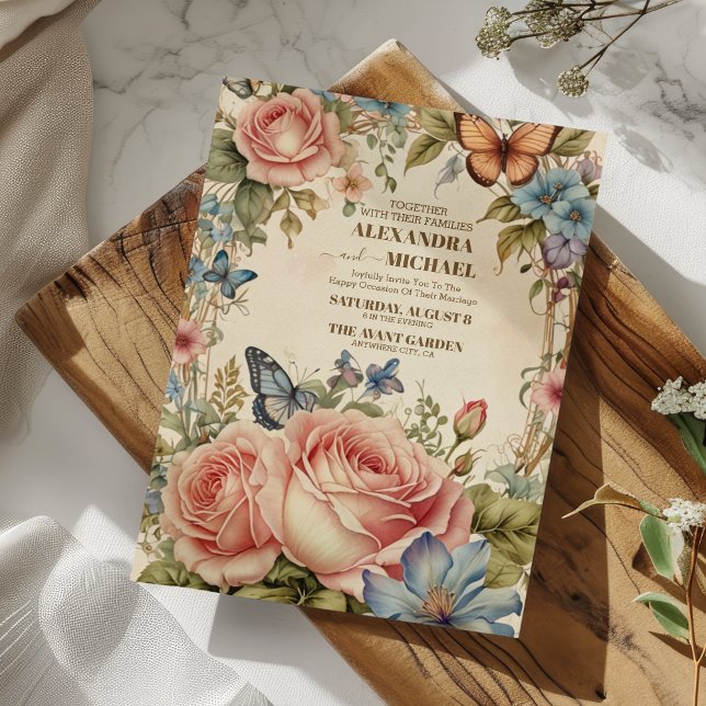Invitación Boda de Ornamentos Florales de Royal Victorian (Subido por el creador)