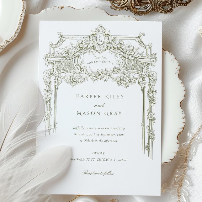 Invitación Boda de Ornato de Olive Antiguo (Subido por el creador)