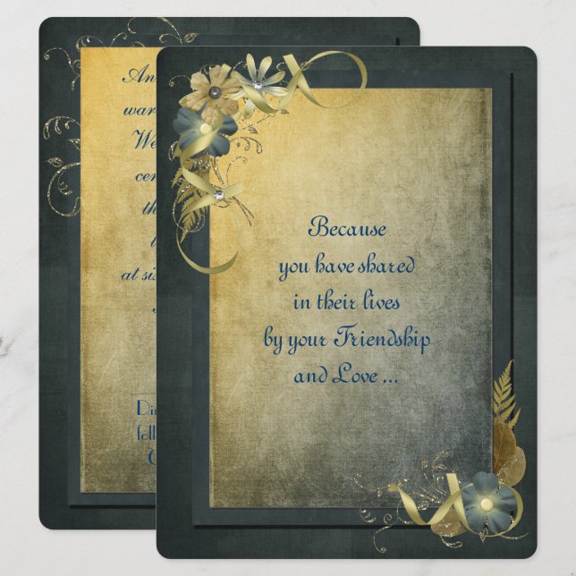 Invitación Boda de Oro Antiguo Vow Renovación (Anverso / Reverso)