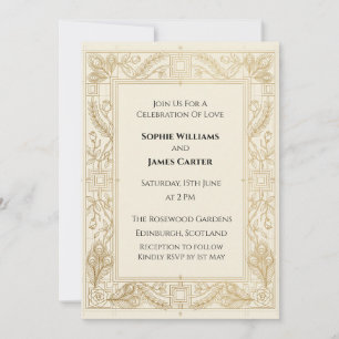 Invitación Boda de Oro Art Déco