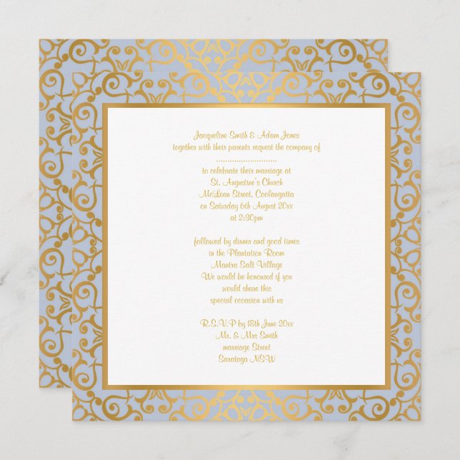 INVITACIÓN BODA DE ORO AZUL MODERNO ELEGANTE (Anverso / Reverso)