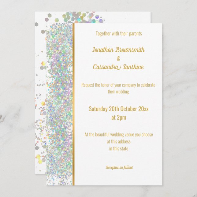INVITACIÓN BODA DE ORO BLANCO DE RAINBOW (Anverso / Reverso)