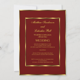 Invitación Boda de oro Borgoña Elegante Moderno